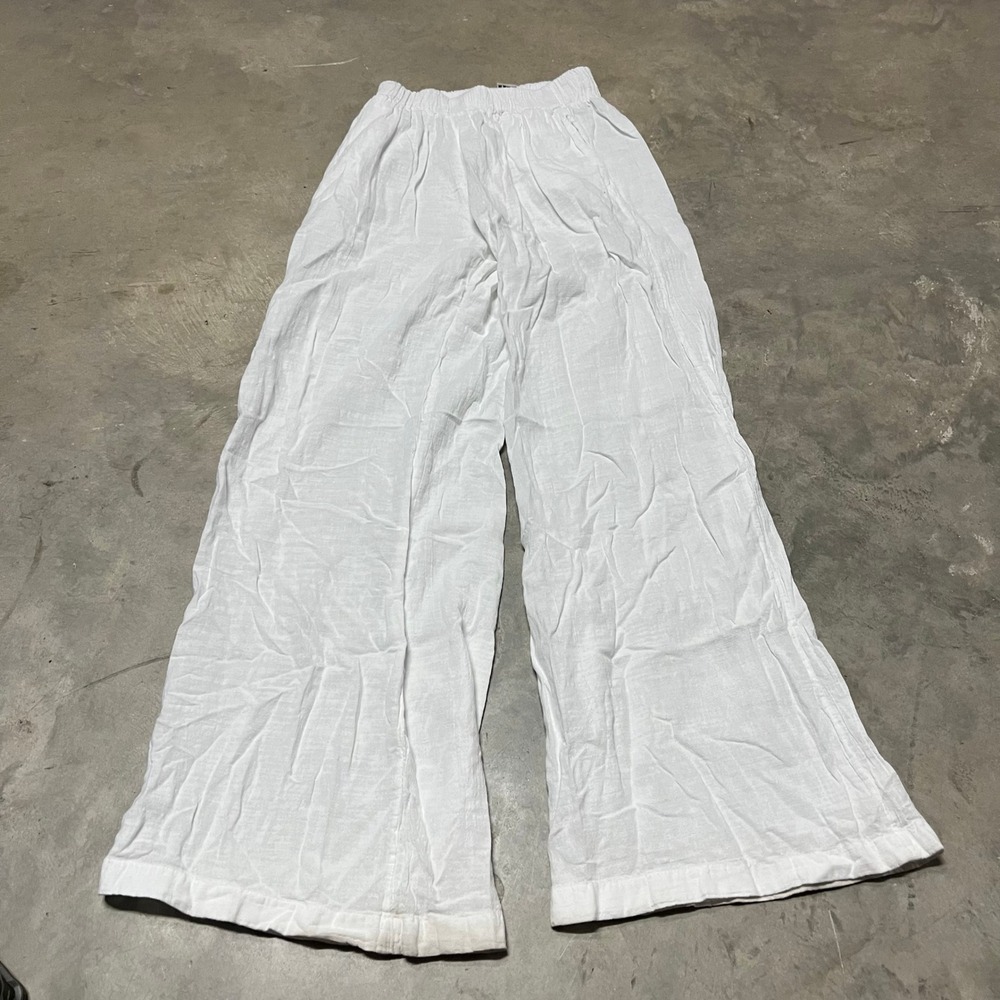 Blanco By Nature White 100% Cotton Flare Wide Leg Pants Small Made in Peru